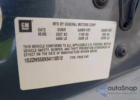 2006 Pontiac G6 Gt from USA, damaged, VIN 1G2ZH558X64118512